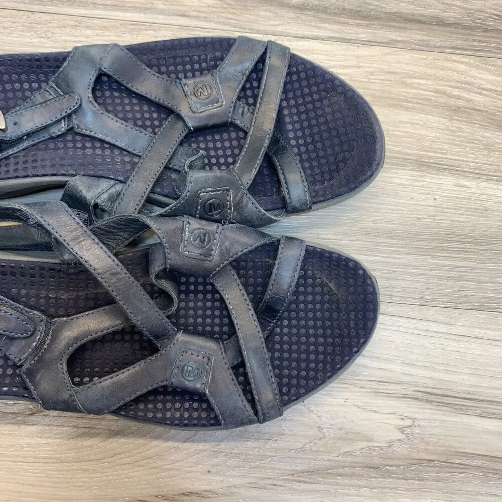 Womens Size 9 Merrell Agave Navy Leather Sandals Strappy Slingback Ankle Outdoor - Picture 11 of 11